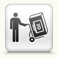 Black 3D TV Television Shipping Vector Icon Button on White