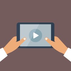 Human hand holds tablet pc with opened media player