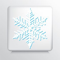 Square Icon With White and Blue Snowflake Shaped Design Silhouette