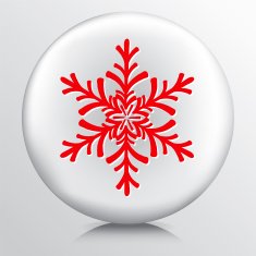 Round Icon With Red Snowflake Shaped Design Silhouette