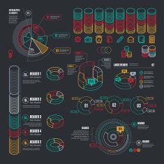 Line UI Infographic Elements - Cylinders & Circulars