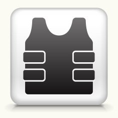 Square Button with Bulletproof Vest interface icon