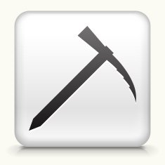 Square Button with Rock Climbing Axe interface icon