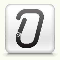 Square Button with Rock Climbing Safety Clip interface icon