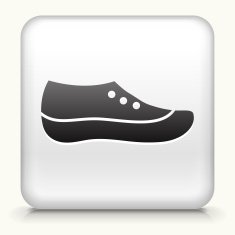 Square Button with Rock Climbing Shoes interface icon