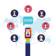 Businessman holding smart phone with icons Social network communication concept N2