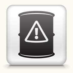 Square Button with Caution Barrel interface icon
