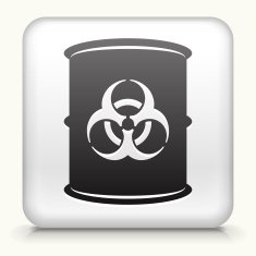 Square Button with Biohazard interface icon