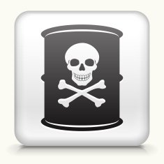 Square Button with Toxic Barrel interface icon