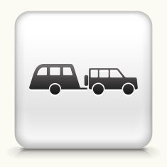 Square Button with Moving Car interface icon