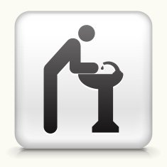Square Button with Washing Hands interface icon