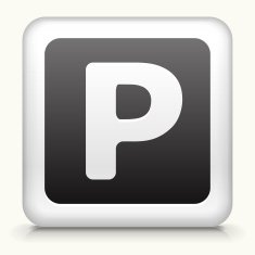 Square Button with Parking Sign