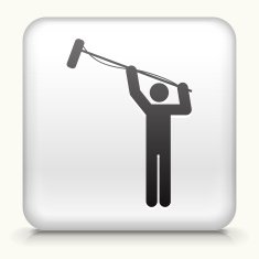 Square Button with Microphone Operator