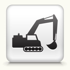 Square Button with Backhoe