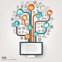 Icon tree Flat abstract background with web icons Interface symbols N2