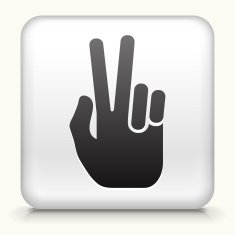 Square Button with Peace Sign Hand