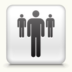Square Button with Small Group of Stick Figures