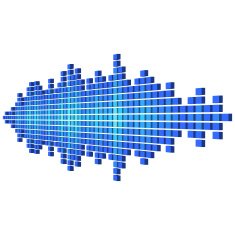 Perspective blue sound waveform made of cubes