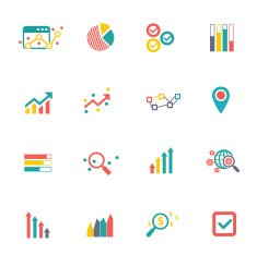 Analysis icons on white background colorful vector