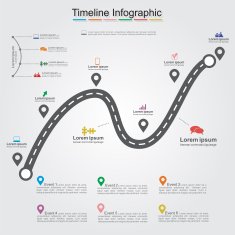 Road infographic timeline element layout Vector N5