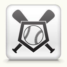 Square Button with Baseball Crest