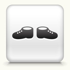 Square Button with Baby Shoes