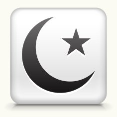 Square Button with Arabic Moon & Star