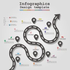 Road infographic timeline element layout Vector N6