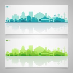 Small town and village silhouettes Multicolored collection