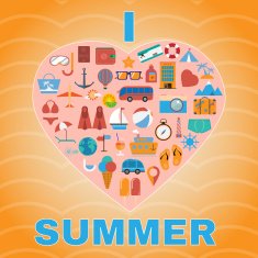 Vacation flat colorful icon set N2