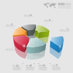 3d pie chart graph vector illustration N7