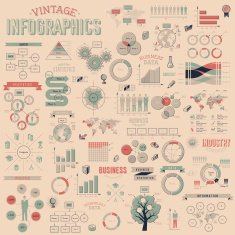 Set of vintage infographics design elements