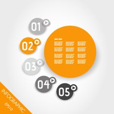 three six orange infographic striped rings