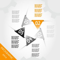 orange infographic triangular labels in star