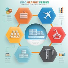 Cargo and shipping info graphic design vector