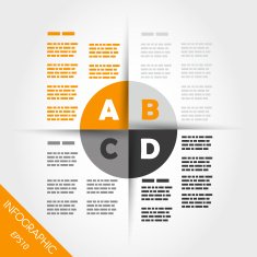 orange infographic four letters in ring