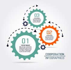 Cooperation infographic with gears N2