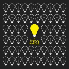 Switch on off light bulb Idea concept Funny background Flat