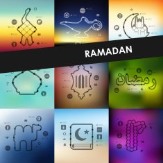 ramadan timeline infographics with blurred background