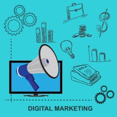 flat design digital marketing concept vector illustration