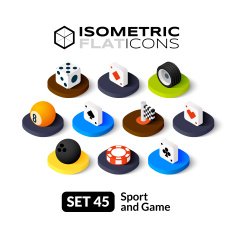 Isometric flat icons set 45 N2