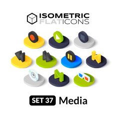 Isometric flat icons set 37