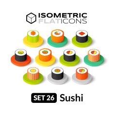 Isometric flat icons set 26