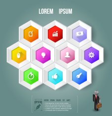 Hexagons group with icons