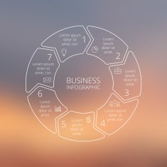Circle line infographic on vector blur background N3