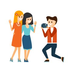 Girls Taking Photo Vector Illustration
