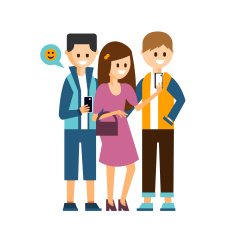 Girl and Boys Making a Selfie Communicating in Social Media