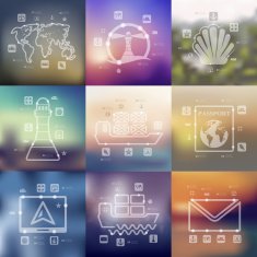 maritime trucking timeline infographics with blurred background