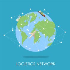 Logistic network isometric isllustration Mini planet concept