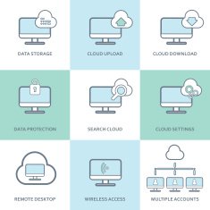 Cloud computing icons collection Set of computer symbols for innovative N2